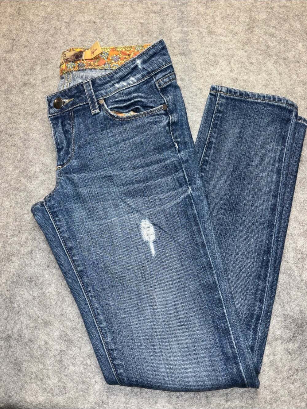 👖 PAIGE Skyline Skinny Jeans Size 25 Y2K Low Rise Distressed Denim